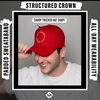 image:imageFunky Junque Embroidered Circle City Trucker Hat Mens Snapback Cap  Cotton trucker cap with embroidered city graphic for game day sports gifting amp everyday street styleKansas City  Red