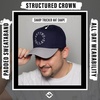 image:imageFunky Junque Embroidered Circle City Trucker Hat Mens Snapback Cap  Cotton trucker cap with embroidered city graphic for game day sports gifting amp everyday street styleDallas  NavySilver