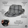 image:imageFunky Junque Fedora Hats for Men  Classic Wool Blend Trilby Dress Hat Short Brim Mens Fedoras for Formal amp Casual WearCheckered Light Grey