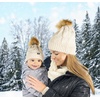 image:imageFunky Junque Fleece Lined Baby Beanie  Soft Cozy Cable Knit Winter Hat with Pom Pom for Infants 012 MonthsBeige