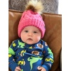 image:imageFunky Junque Fleece Lined Baby Beanie  Soft Cozy Cable Knit Winter Hat with Pom Pom for Infants 012 MonthsCandy Pink