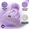 image:imageFunky Junque Fleece Lined Baby Beanie  Soft Cozy Cable Knit Winter Hat with Pom Pom for Infants 012 MonthsLavender