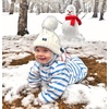 image:imageFunky Junque Fleece Lined Baby Beanie  Soft Cozy Cable Knit Winter Hat with Pom Pom for Infants 012 MonthsWhite