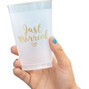 image:imageFunky Junque Frost Flex Cups Margs and Matrimony Bachelorette Plastic Cups with Sayings 12 Pack 14oz12 Just Married Gold