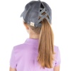 image:imageFunky Junque Girls Criss Cross Ponytail Baseball Cap Kids Messy Bun Hat  Lightweight mesh cap with criss cross elastic bands for camping playgrounds softball volleyball amp recessGrey Washed WGrey Mesh