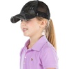 image:imageFunky Junque Girls Criss Cross Ponytail Baseball Cap Kids Messy Bun Hat  Lightweight mesh cap with criss cross elastic bands for camping playgrounds softball volleyball amp recessBlack Camo