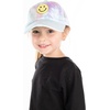 image:imageFunky Junque Girls Criss Cross Ponytail Baseball Cap Kids Messy Bun Hat  Lightweight mesh cap with criss cross elastic bands for camping playgrounds softball volleyball amp recessSmiley  Tie Dye Cotton CandyYellow