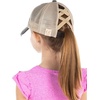 image:imageFunky Junque Girls Criss Cross Ponytail Baseball Cap Kids Messy Bun Hat  Lightweight mesh cap with criss cross elastic bands for camping playgrounds softball volleyball amp recessGrey Camo