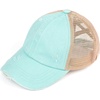 image:imageFunky Junque Girls Criss Cross Ponytail Baseball Cap Kids Messy Bun Hat  Lightweight mesh cap with criss cross elastic bands for camping playgrounds softball volleyball amp recessMint Washed