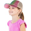 image:imageFunky Junque Girls Criss Cross Ponytail Baseball Cap Kids Messy Bun Hat  Lightweight mesh cap with criss cross elastic bands for camping playgrounds softball volleyball amp recessGlitter  Pink Multi Ombre