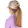 image:imageFunky Junque Girls Criss Cross Ponytail Baseball Cap Kids Messy Bun Hat  Lightweight mesh cap with criss cross elastic bands for camping playgrounds softball volleyball amp recessCoral Washed