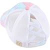 image:imageFunky Junque Girls Criss Cross Ponytail Baseball Cap Kids Messy Bun Hat  Lightweight mesh cap with criss cross elastic bands for camping playgrounds softball volleyball amp recess1 Tie Dye  Cotton Candy