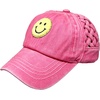 image:imageFunky Junque Girls Criss Cross Ponytail Baseball Cap Kids Messy Bun Hat  Lightweight mesh cap with criss cross elastic bands for camping playgrounds softball volleyball amp recessBasketweave  Smiley Face  PinkYellow