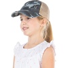 image:imageFunky Junque Girls Criss Cross Ponytail Baseball Cap Kids Messy Bun Hat  Lightweight mesh cap with criss cross elastic bands for camping playgrounds softball volleyball amp recessBlue Camo
