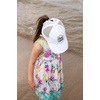 image:imageFunky Junque Girls Criss Cross Ponytail Baseball Cap Kids Messy Bun Hat  Lightweight mesh cap with criss cross elastic bands for camping playgrounds softball volleyball amp recessBee Happy  White