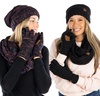 image:imageFunky Junque Hat Scarf Glove Set for Women  Matching Winter Set with Oversized Slouchy Beanie Infinity Scarf amp Cozy Gloves2 Pack Black  Black Multi