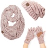 image:imageFunky Junque Hat Scarf Glove Set for Women  Matching Winter Set with Oversized Slouchy Beanie Infinity Scarf amp Cozy GlovesConfetti Indi Pink