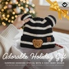 image:imageFunky Junque Infant Teddy Bear Beanie  Adorable Cozy Winter Knit Hat for Babies Warm Soft Baby Beanie CapStriped  Black