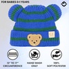 image:imageFunky Junque Infant Teddy Bear Beanie  Adorable Cozy Winter Knit Hat for Babies Warm Soft Baby Beanie CapStriped  Royal Blue