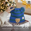 image:imageFunky Junque Infant Teddy Bear Beanie  Adorable Cozy Winter Knit Hat for Babies Warm Soft Baby Beanie CapStriped  Royal Blue