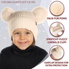 image:imageFunky Junque Kids Beanie with Earflaps Faux Fur Double Pom Pom Warm Winter Beanies for Girls Toddlers Children Ages 16Beige