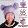 image:imageFunky Junque Kids Beanie with Earflaps Faux Fur Double Pom Pom Warm Winter Beanies for Girls Toddlers Children Ages 16Lavender