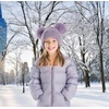 image:imageFunky Junque Kids Beanie with Earflaps Faux Fur Double Pom Pom Warm Winter Beanies for Girls Toddlers Children Ages 16Lavender