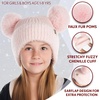 image:imageFunky Junque Kids Beanie with Earflaps Faux Fur Double Pom Pom Warm Winter Beanies for Girls Toddlers Children Ages 16Light Pink