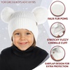 image:imageFunky Junque Kids Beanie with Earflaps Faux Fur Double Pom Pom Warm Winter Beanies for Girls Toddlers Children Ages 16White