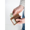 image:imageFunky Junque Mens Minimal Leather Wallet Slim RFID Blocking Card and ID Case Holder with Front ID Window BlackCamel