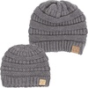 image:imageFunky Junque Mommy amp Me Beanie Set  Matching Knit Winter Hats for Baby Toddler Kids amp Moms Cute Family Beanies BundleAdult  Infant  Ribbed  Heather Grey 2 Pack