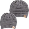 image:imageFunky Junque Mommy amp Me Beanie Set  Matching Knit Winter Hats for Baby Toddler Kids amp Moms Cute Family Beanies BundleAdult  Toddler  Ribbed  Heather Grey 2 Pk