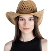 image:imageFunky Junque Open Weave Cowboy Hats for Women  Lightweight Western Retro Beach Straw Cowgirl Hat Concerts Festivals and Western for WomenBendable Brim Open Weave W Chin Strap  Natural