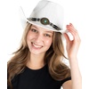 image:imageFunky Junque Open Weave Cowboy Hats for Women  Lightweight Western Retro Beach Straw Cowgirl Hat Concerts Festivals and Western for WomenFlower Turquoise Charm Trim  White