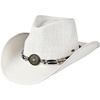 image:imageFunky Junque Open Weave Cowboy Hats for Women  Lightweight Western Retro Beach Straw Cowgirl Hat Concerts Festivals and Western for WomenFlower Turquoise Charm Trim  White