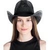 image:imageFunky Junque Open Weave Cowboy Hats for Women  Lightweight Western Retro Beach Straw Cowgirl Hat Concerts Festivals and Western for WomenOpen Weave W Chin Strap  Black