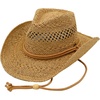 image:imageFunky Junque Open Weave Cowboy Hats for Women  Lightweight Western Retro Beach Straw Cowgirl Hat Concerts Festivals and Western for WomenOpen Weave W Chin Strap  Natural