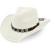 image:imageFunky Junque Open Weave Cowboy Hats for Women  Lightweight Western Retro Beach Straw Cowgirl Hat Concerts Festivals and Western for WomenTurquoise Charm Trim  White