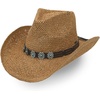 image:imageFunky Junque Open Weave Cowboy Hats for Women  Lightweight Western Retro Beach Straw Cowgirl Hat Concerts Festivals and Western for WomenTurquoise Charm Trim  Natural