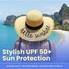 image:imageFunky Junque Panama Sun Hat Wide Brim Packable Straw Beach Cap  Natural straw Panama hat with wide packable brim for beaches pools vacations travel amp beachwearHello Sunshine Fringe Edge