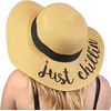 image:imageFunky Junque Panama Sun Hat Wide Brim Packable Straw Beach Cap  Natural straw Panama hat with wide packable brim for beaches pools vacations travel amp beachwear3 Pack  1 Good Vibes  1 Hello Sunshine  1 Just Chillin