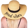 image:imageFunky Junque Panama Sun Hat Wide Brim Packable Straw Beach Cap  Natural straw Panama hat with wide packable brim for beaches pools vacations travel amp beachwear3 Pack  1 Good Vibes  1 Hello Sunshine  1 Just Chillin
