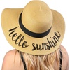 image:imageFunky Junque Panama Sun Hat Wide Brim Packable Straw Beach Cap  Natural straw Panama hat with wide packable brim for beaches pools vacations travel amp beachwear3 Pack  1 Good Vibes  1 Hello Sunshine  1 Just Chillin