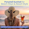 image:imageFunky Junque Paper Straw Sun Hat Packable Wide Brim Ponytail Hole  Lightweight paper sun hat with ponytail slot for the beach pool music festivals gardening amp boatingGood Vibes