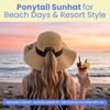 image:imageFunky Junque Paper Straw Sun Hat Packable Wide Brim Ponytail Hole  Lightweight paper sun hat with ponytail slot for the beach pool music festivals gardening amp boatingHello Sunshine