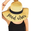 image:imageFunky Junque Paper Straw Sun Hat Packable Wide Brim Ponytail Hole  Lightweight paper sun hat with ponytail slot for the beach pool music festivals gardening amp boatingGood Vibes