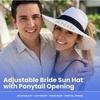 image:imageFunky Junque Paper Straw Sun Hat Packable Wide Brim Ponytail Hole  Lightweight paper sun hat with ponytail slot for the beach pool music festivals gardening amp boatingBride WhiteGold