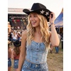 image:imageFunky Junque Rhinestone Cowboy Hat  Lightweight Sparkly Cowgirl Hat with Sun Protection Western Wear for WomenBlack Felt W Stars  Rhinestone Trim
