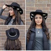 image:imageFunky Junque Rhinestone Cowboy Hat  Lightweight Sparkly Cowgirl Hat with Sun Protection Western Wear for WomenBlack Felt W Stars  Rhinestone Trim