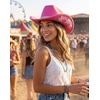 image:imageFunky Junque Rhinestone Cowboy Hat  Lightweight Sparkly Cowgirl Hat with Sun Protection Western Wear for WomenCandy Pink Felt W Stars  Rhinestone Trim